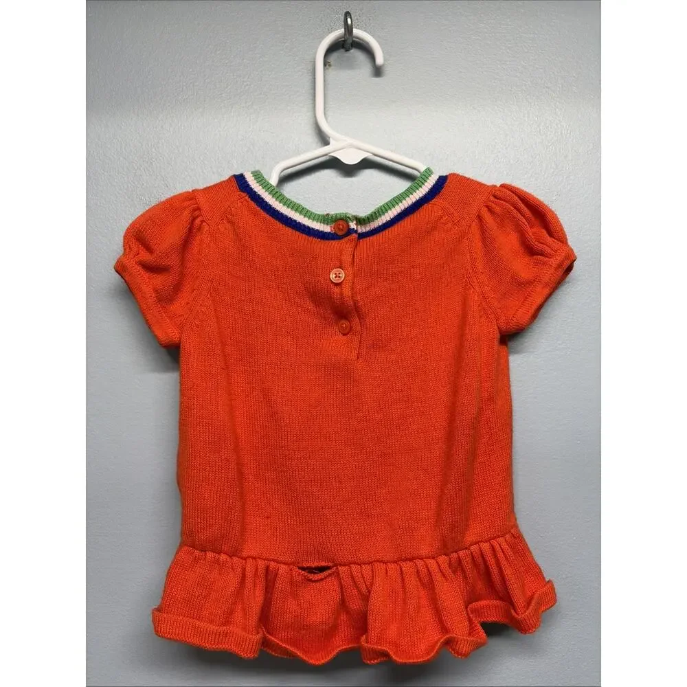 Janie and Jack Orange Tennis Themed Peplum Short Sleeve Top - Size 18-24 *FLAW*